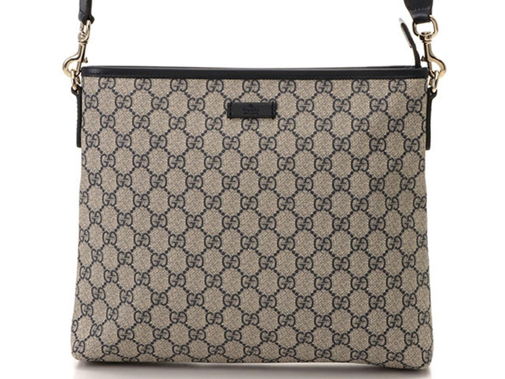 Gucci GG Supreme Hobo Bag Navy Blue Canvas Calfskin